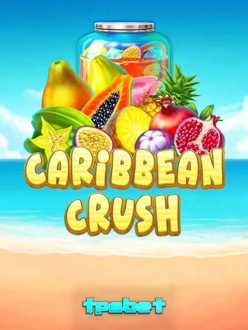 Interface vibrante e tropical do jogo de slot Caribbean Crush em um dispositivo móvel